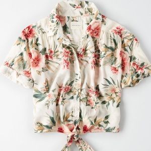 American Eagle Hawaiian Cropped Shirt